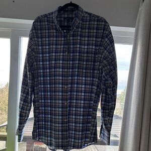 Nordstrom Men's Navy and White Checkered Shirt
